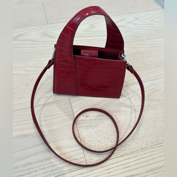 Zara Croc City Bag Small Purse Shoulder Bag Clutch Petite Red Ref 6092/010 - Picture 12 of 13
